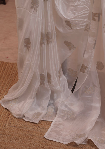 Ivory Rose - soft silk saree with brocade blouse