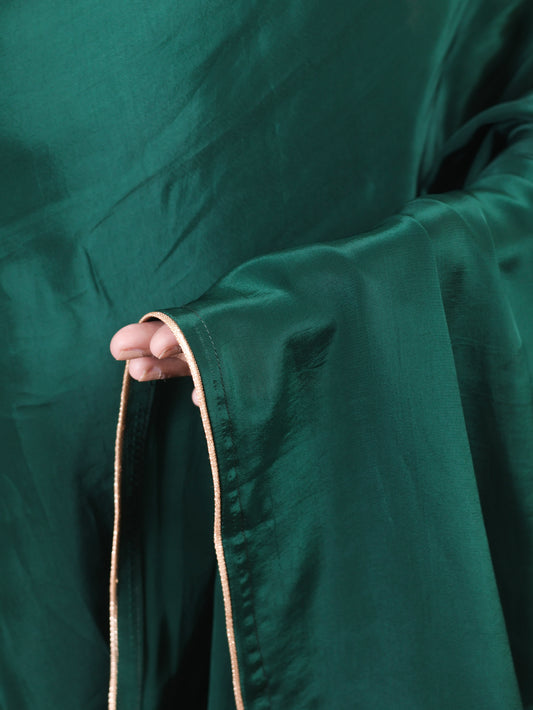 Bottle green  Crepe silk Saree with brocade blouse