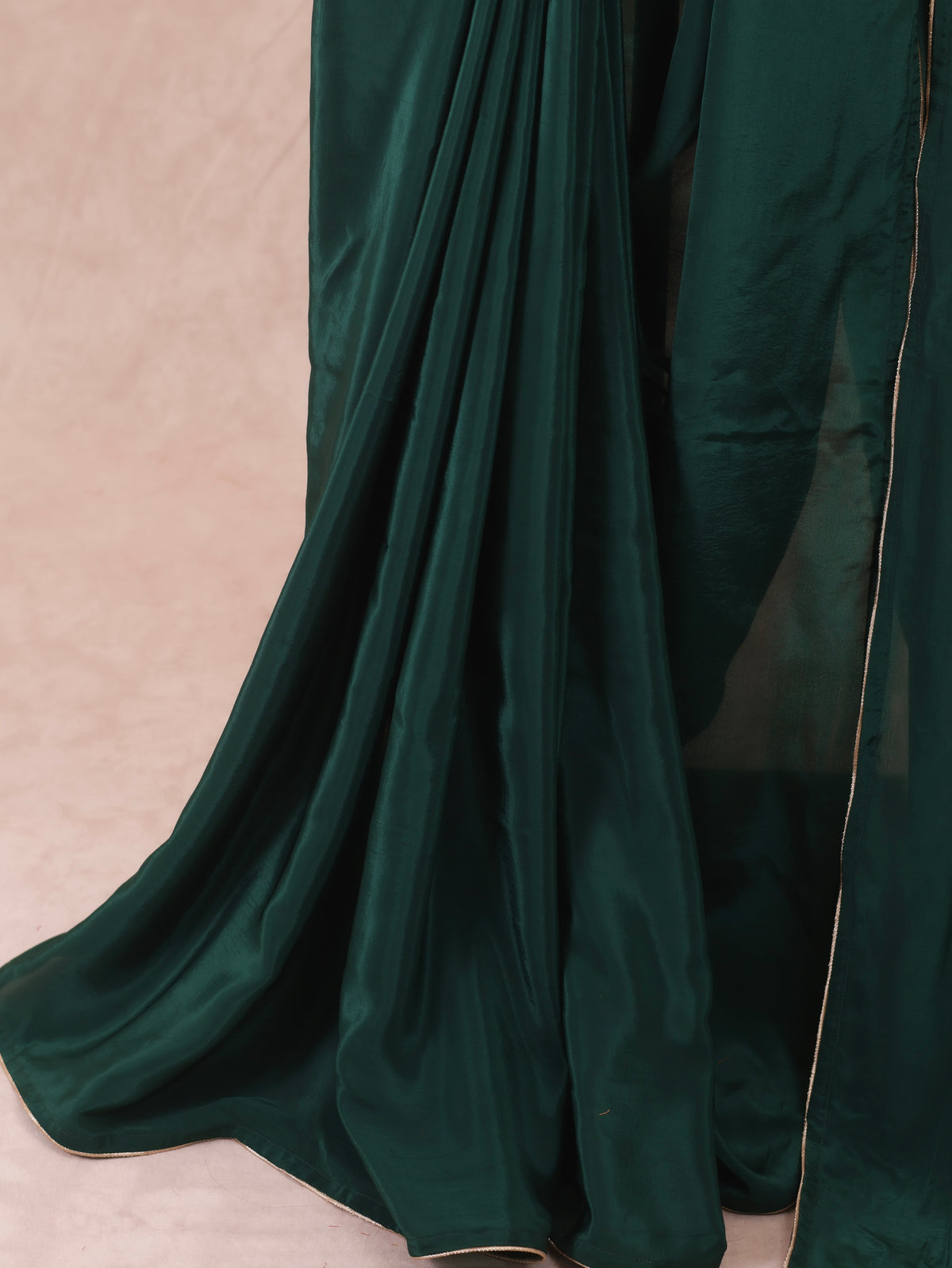 Bottle green  Crepe silk Saree with brocade blouse