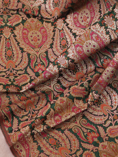Bottle green  Crepe silk Saree with brocade blouse
