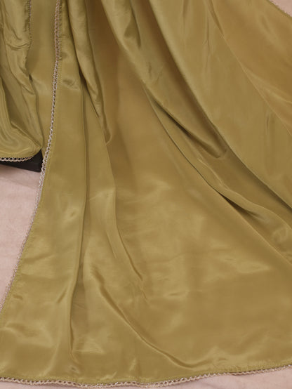 Classic whisper- Olive green Crepe Silk saree
