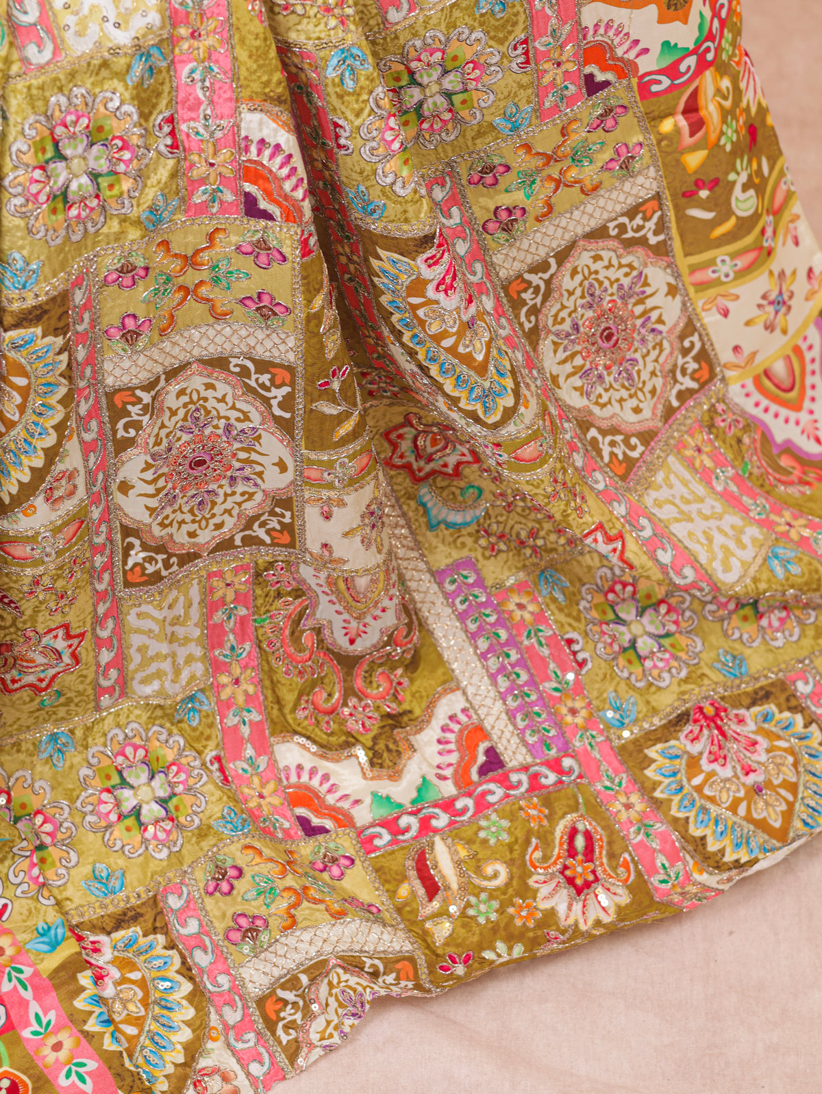 Classic whisper- Olive green Crepe Silk saree