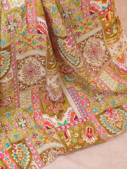 Classic whisper- Olive green Crepe Silk saree