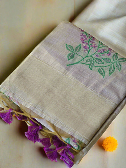 Lavender Whisper – Muga Cotton Silk Saree