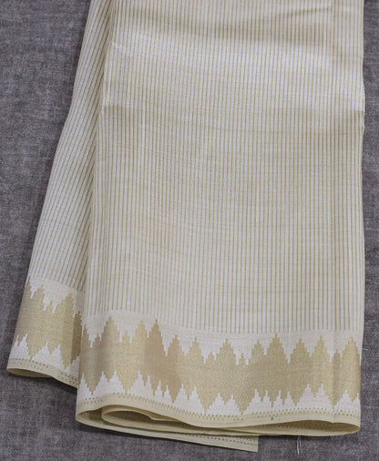 Ivory Temple Kasavu semi Silk Saree