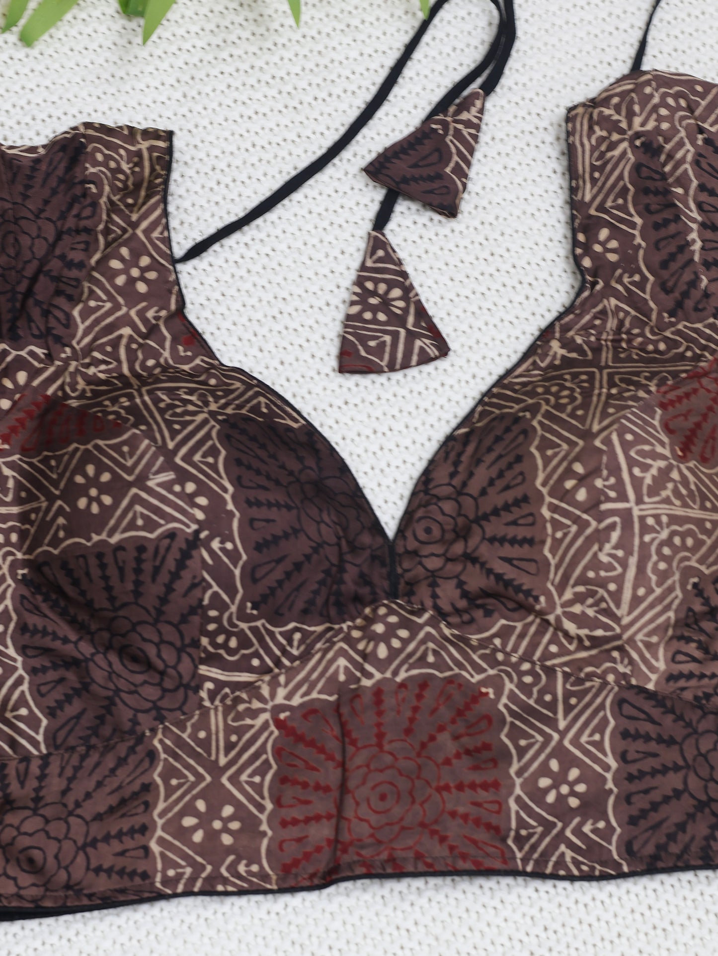 Modal silk  ajrakh ready made blouse-B103