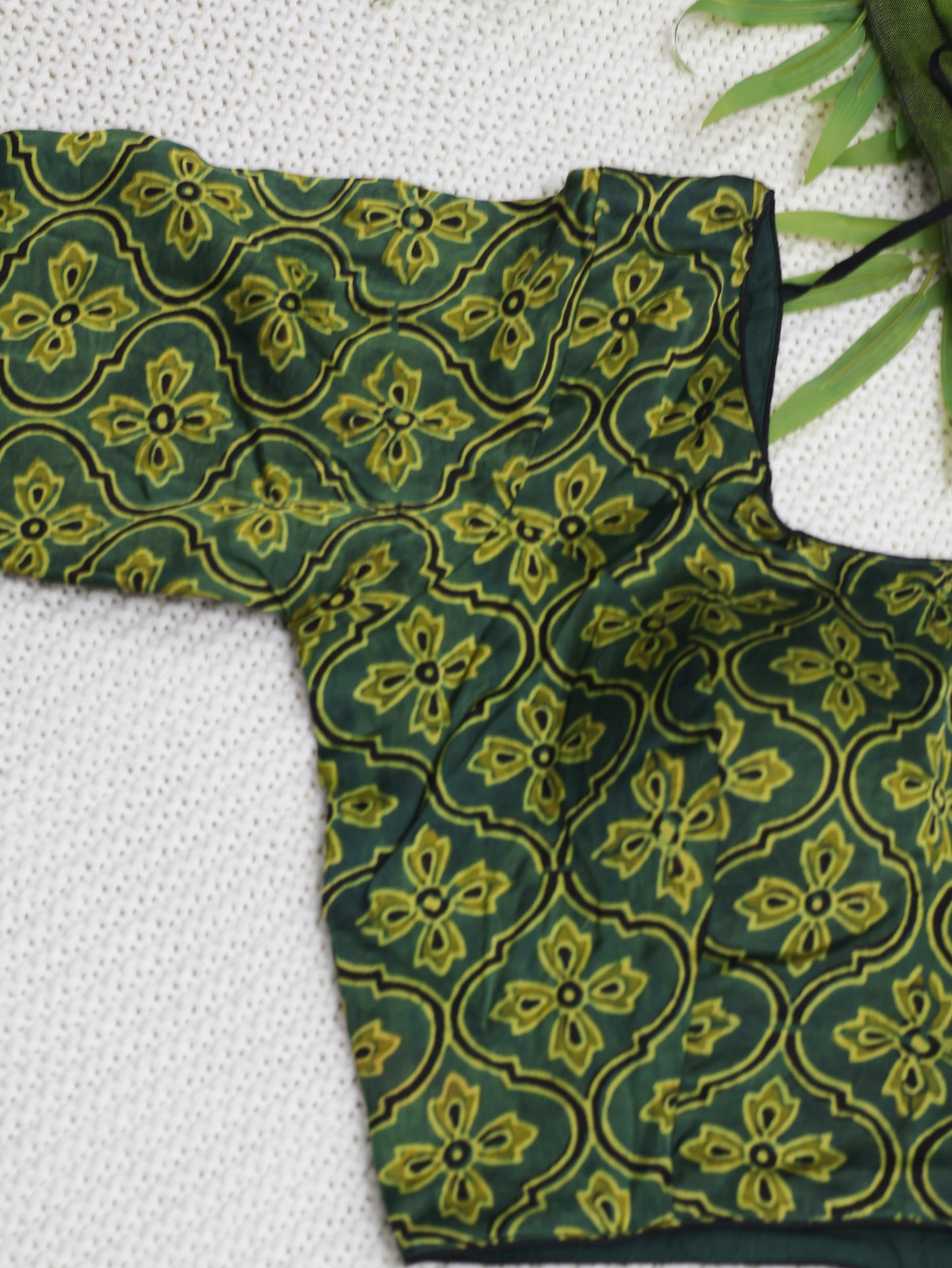 Modal silk  ajrakh ready made blouse-B101