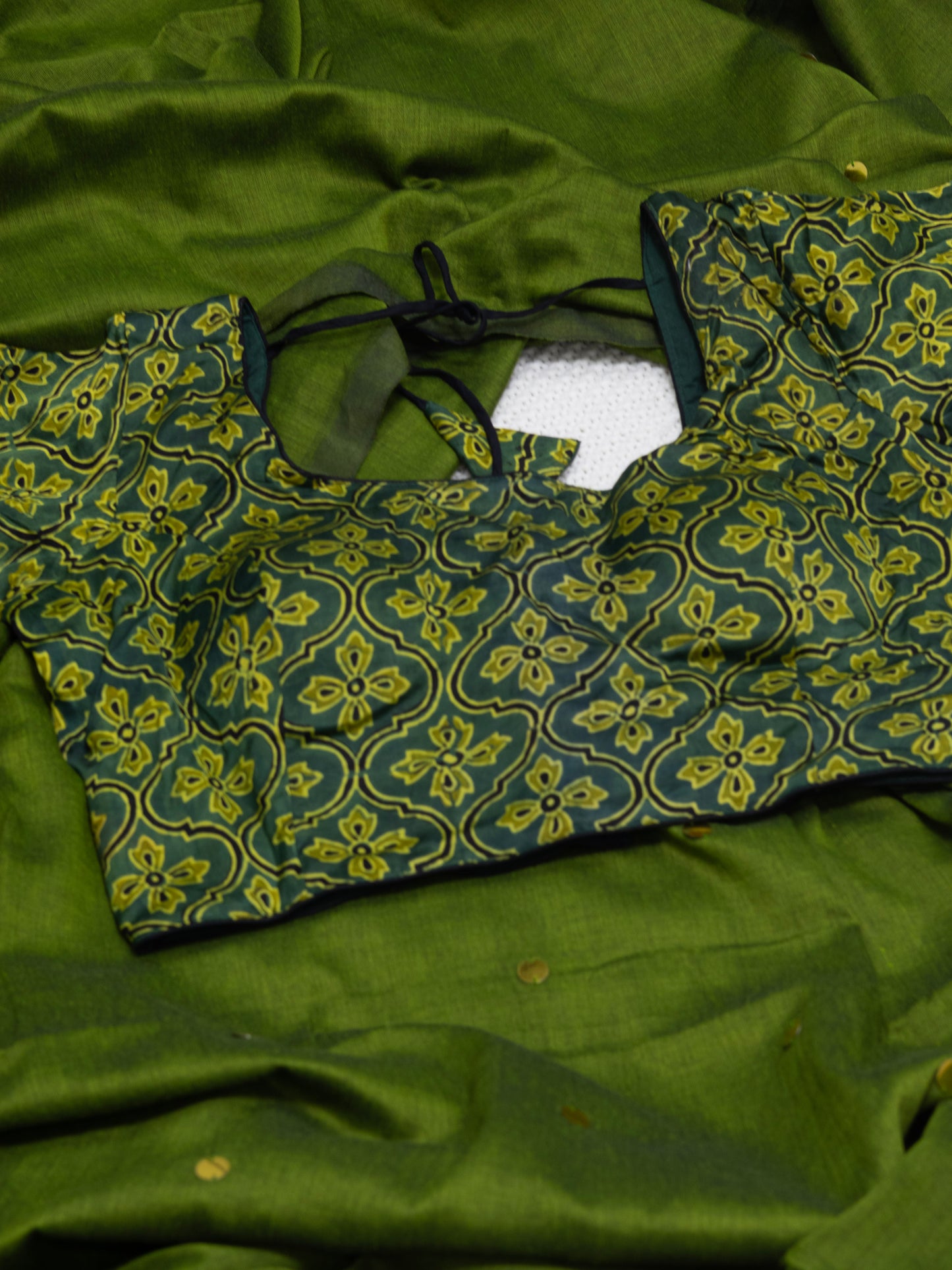 Modal silk  ajrakh ready made blouse-B101