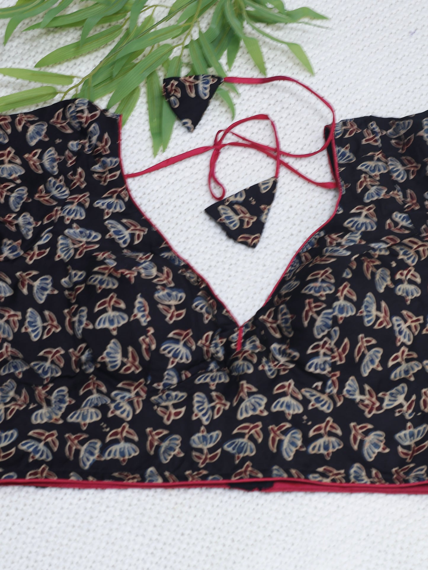 Modal silk  ajrakh ready made blouse-B102