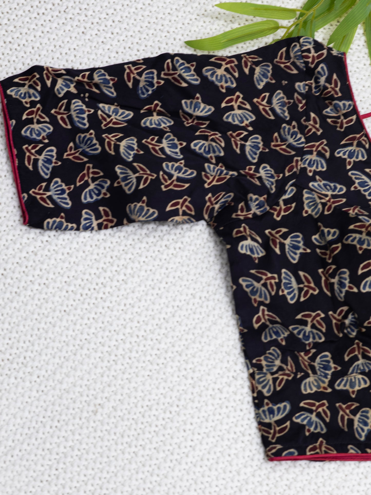 Modal silk  ajrakh ready made blouse-B102