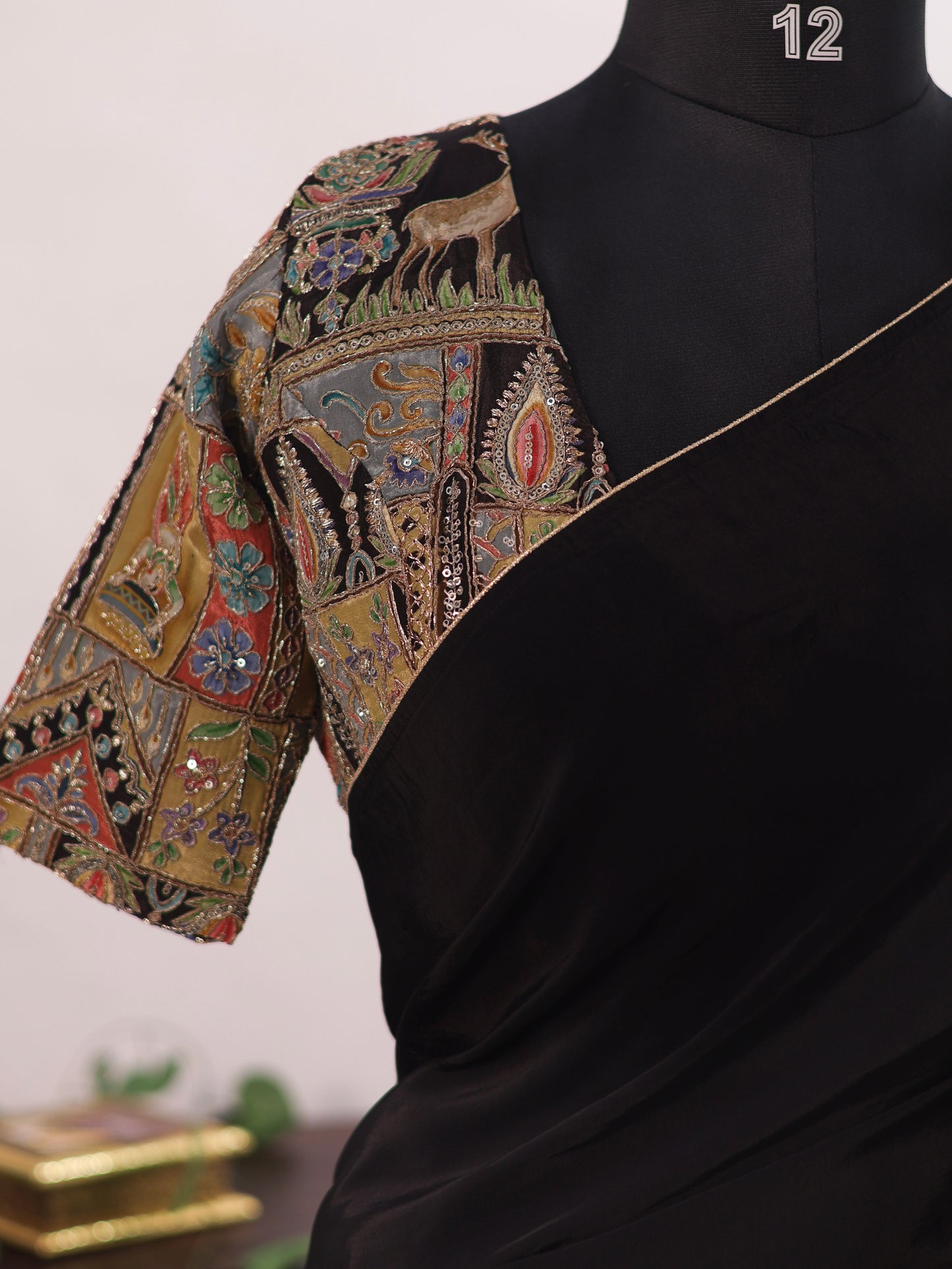 Black pure crepe silk saree  -S258