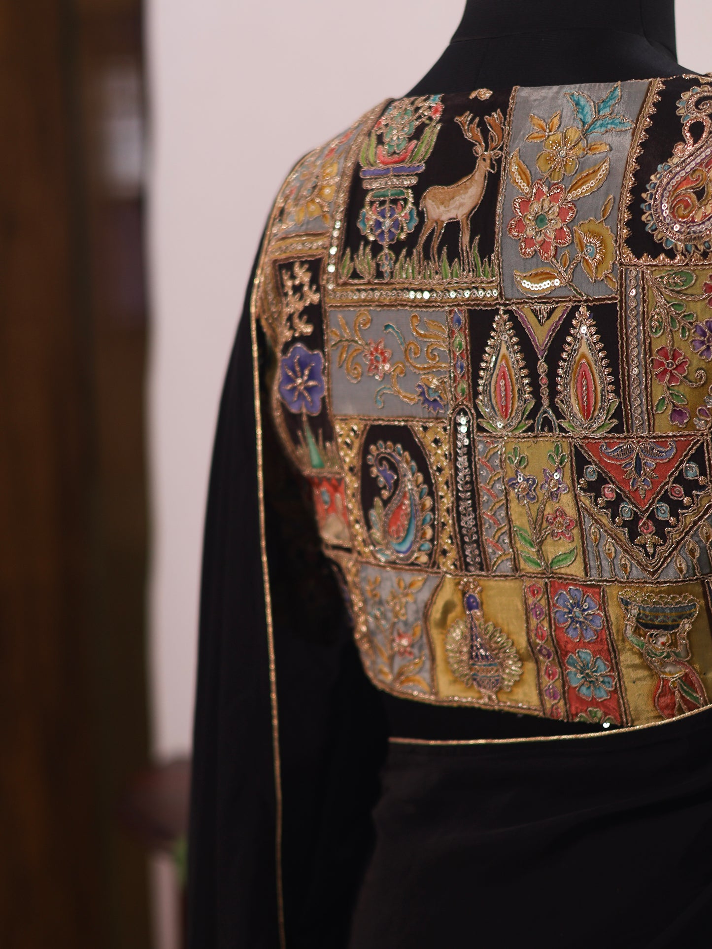 Classic Whisper – Pure Black Soft Natural Crepe Silk Saree & Designer Blouse