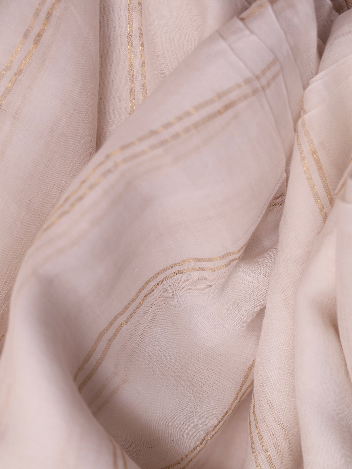 Off white goldenbody stripe mul cotton saree-S203