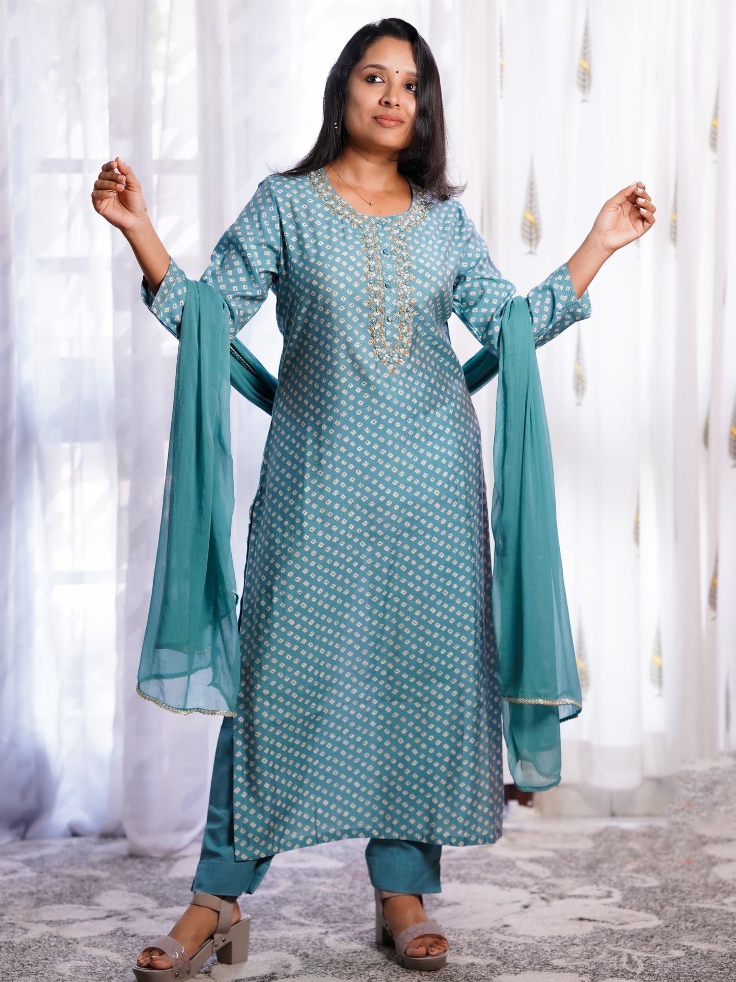 Muslin silk salwar suit- S113