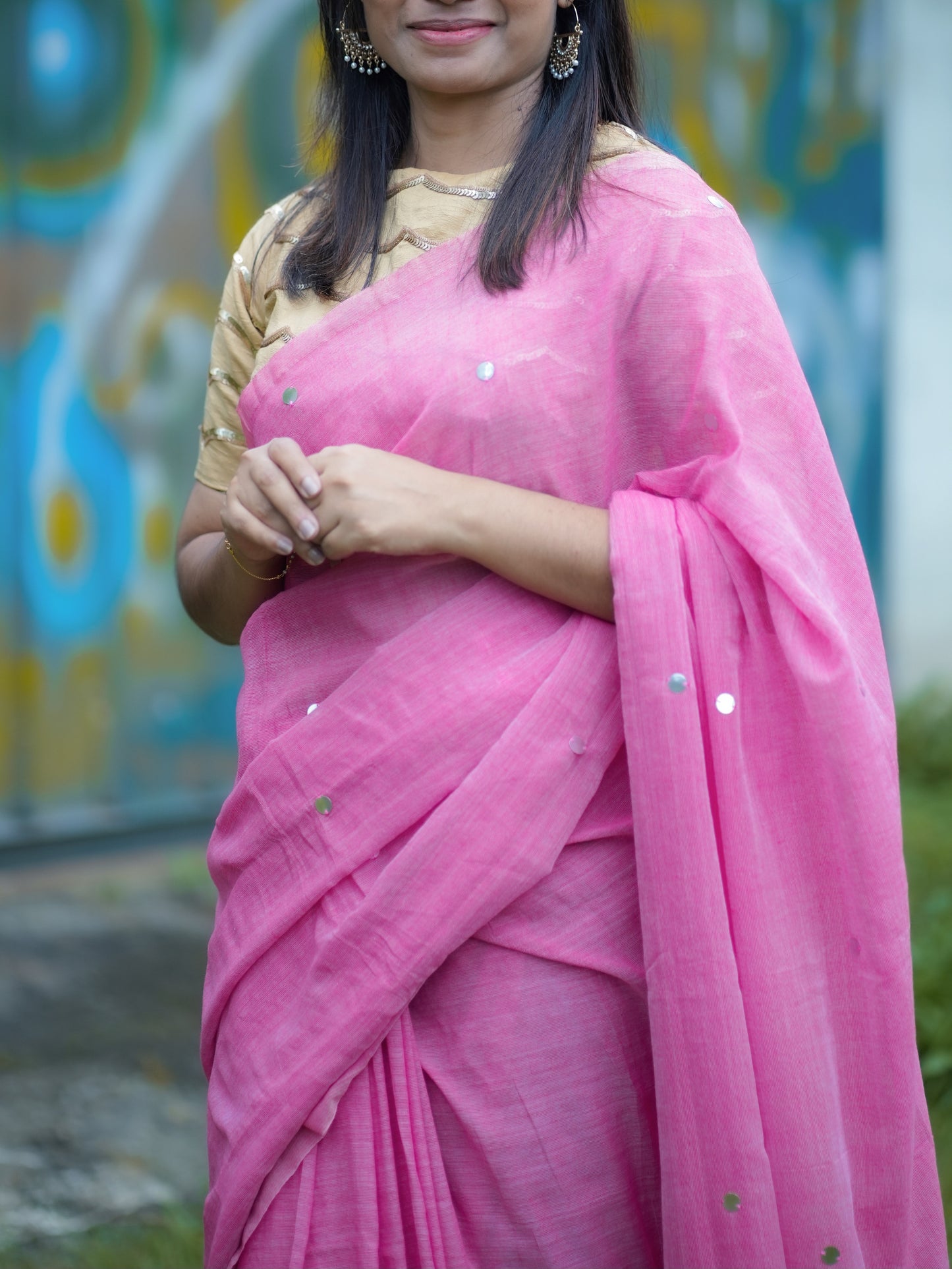 Pink Khadi gini cotton saree-SA234