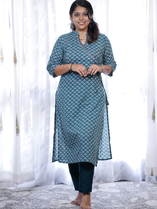 Cotton angrakha kurti pant set-C165B