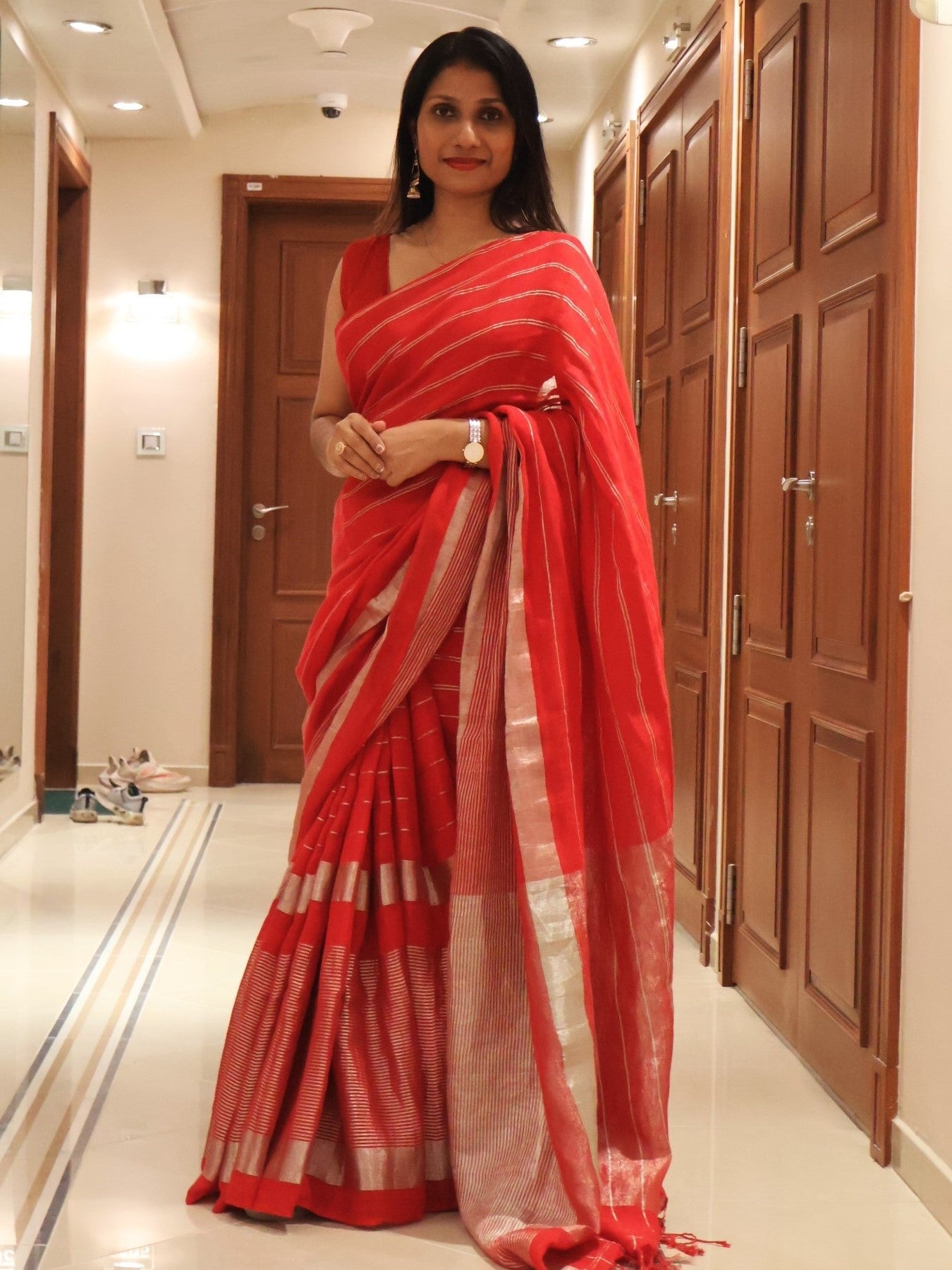 Pure linen handwoven saree-SA219