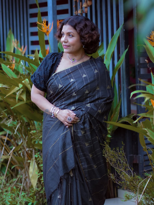 Black Bhagalpuri silk saree-SA236