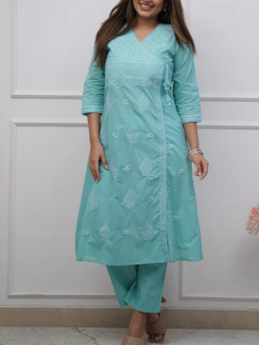 Cotton kurti pant set- C214