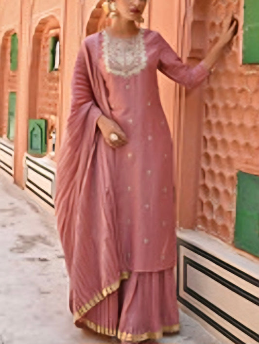 Light pink chanderi salwar suit-S239