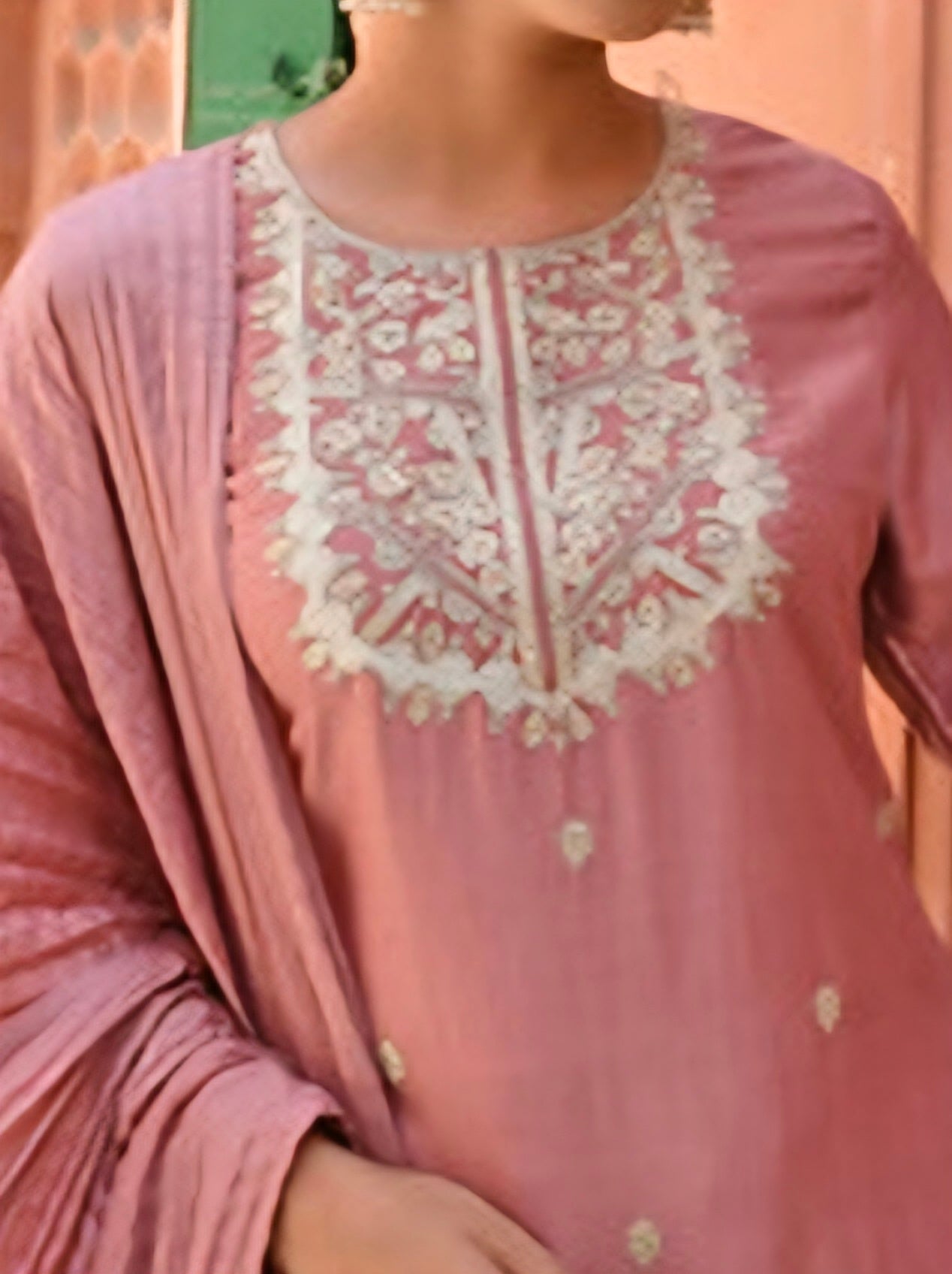 Light pink chanderi salwar suit-S239