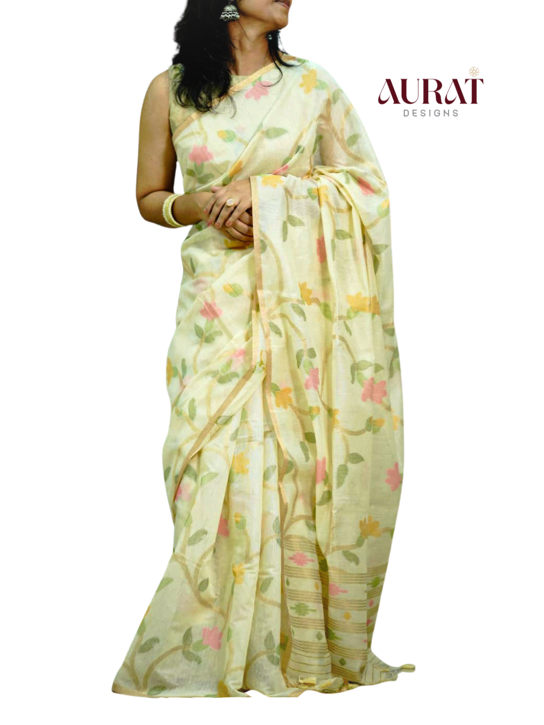 Cotton silk saree off white -S244