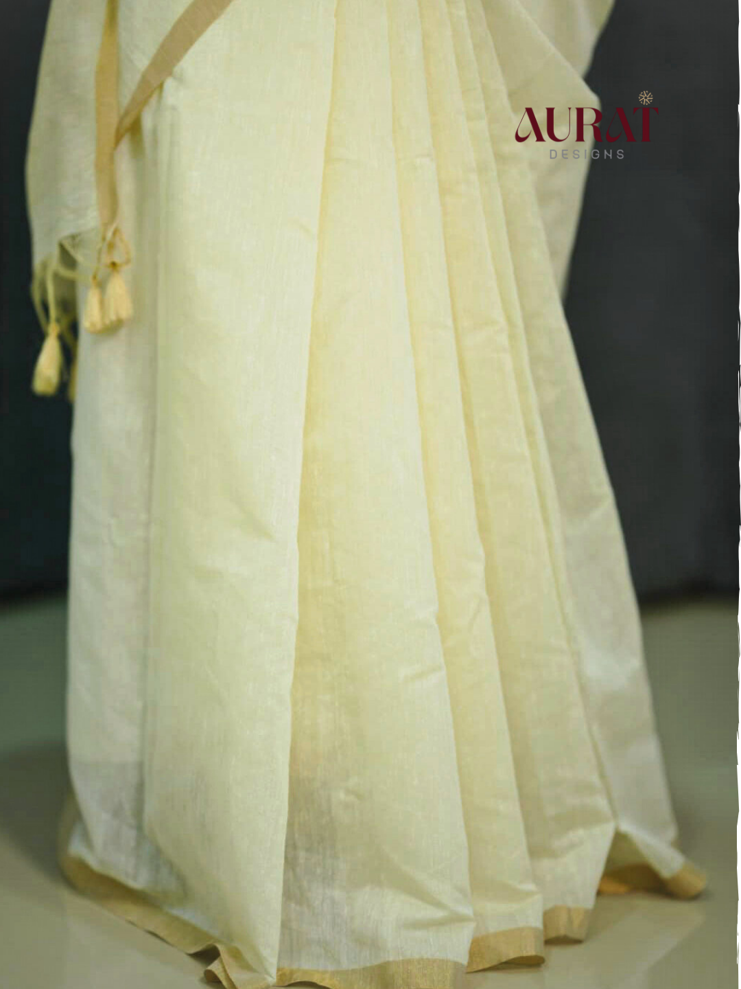 Cotton silk saree off white -S239