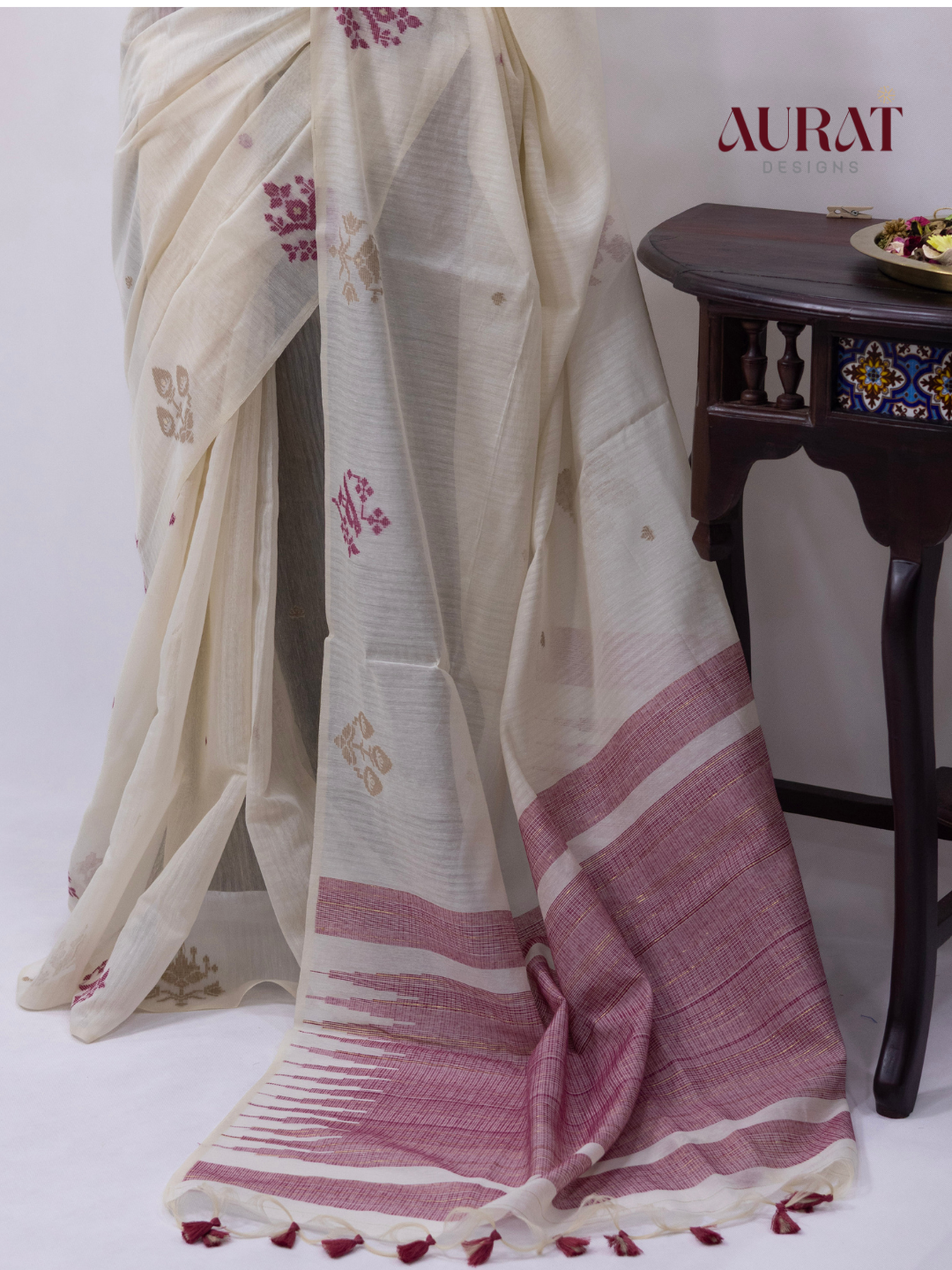 Cotton silk saree off white -S245(M)