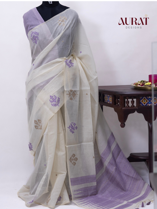 Cotton silk saree off white -S245(L)