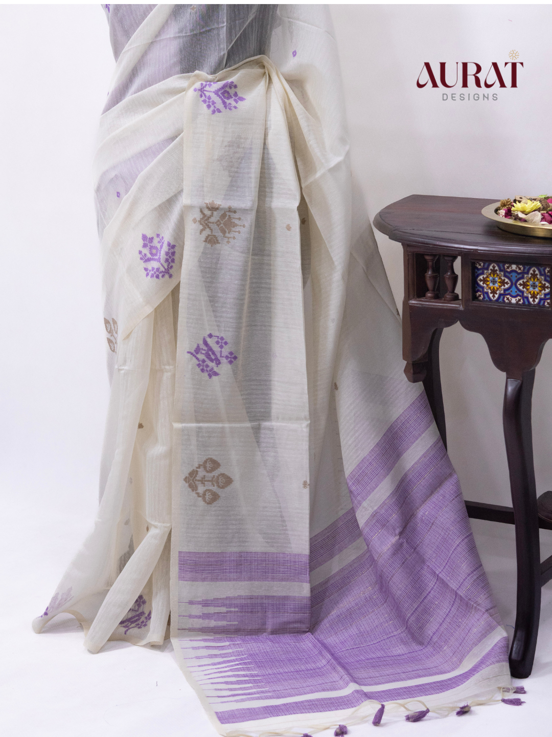 Cotton silk saree off white -S245(L)