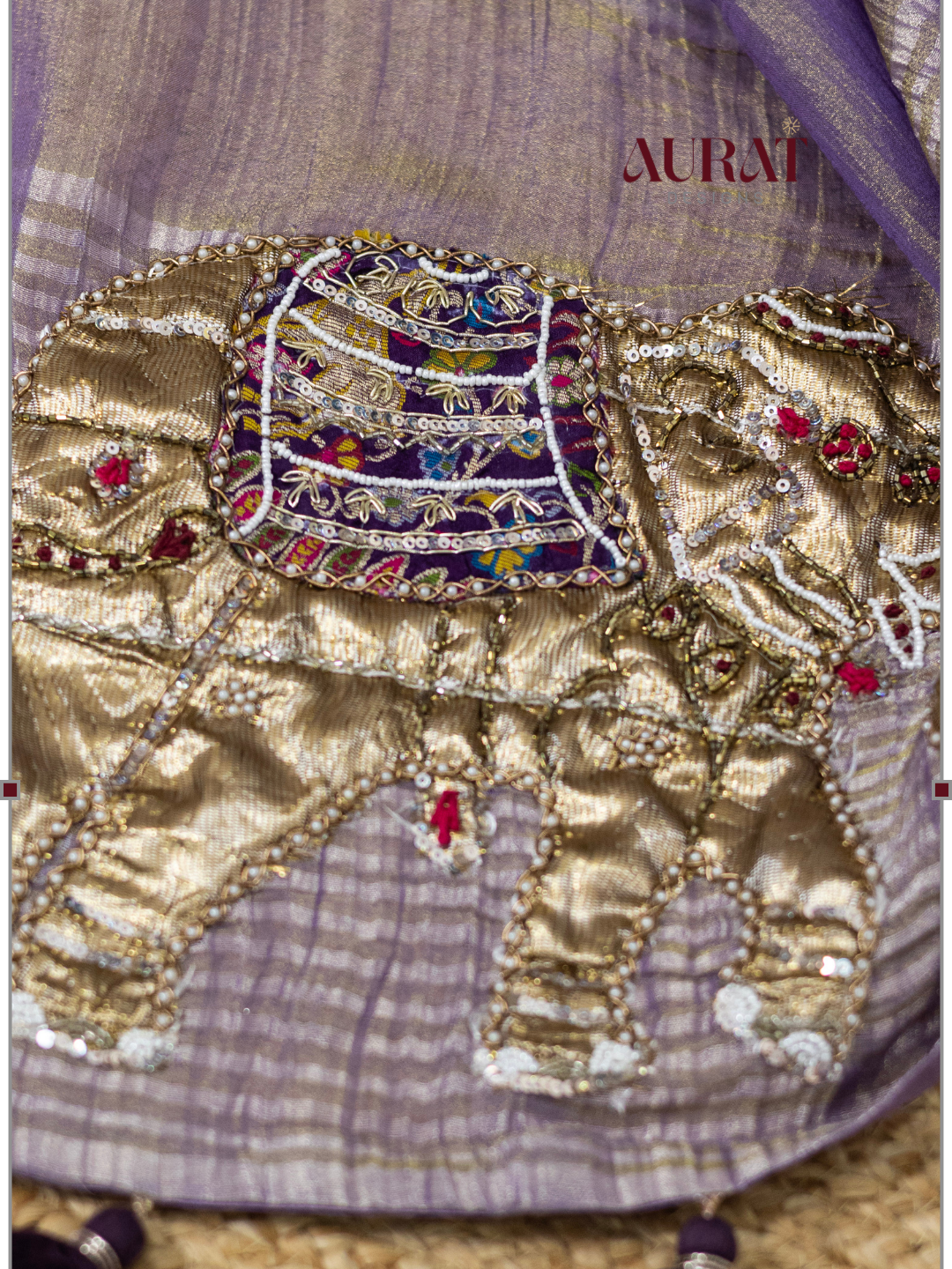 Crushed Tissue silk saree lavender -S235(L)