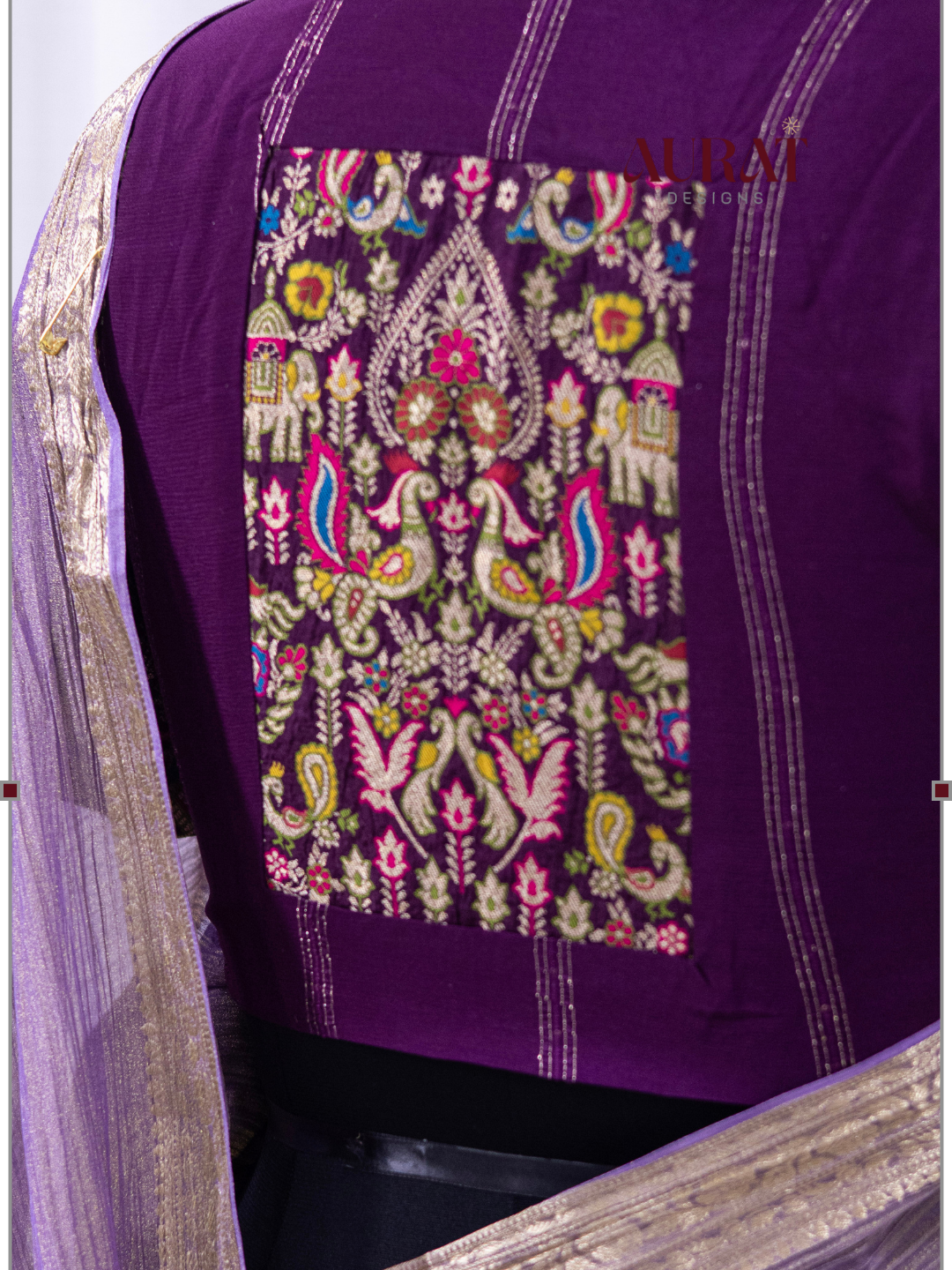 Crushed Tissue silk saree lavender -S235(L)