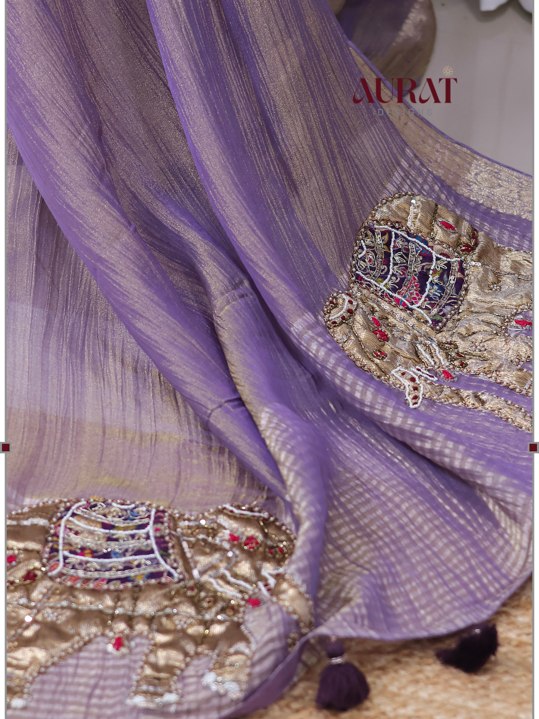 Crushed Tissue silk saree lavender -S235(L)