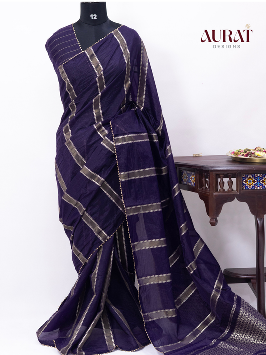 Organza viscose saree  dark purple-S242(P)