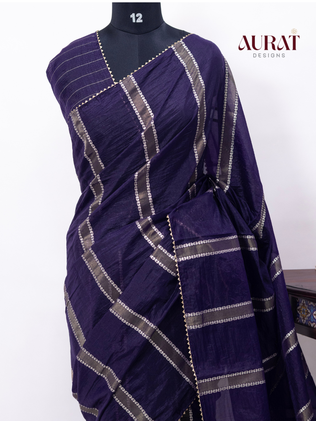 Organza viscose saree  dark purple-S242(P)