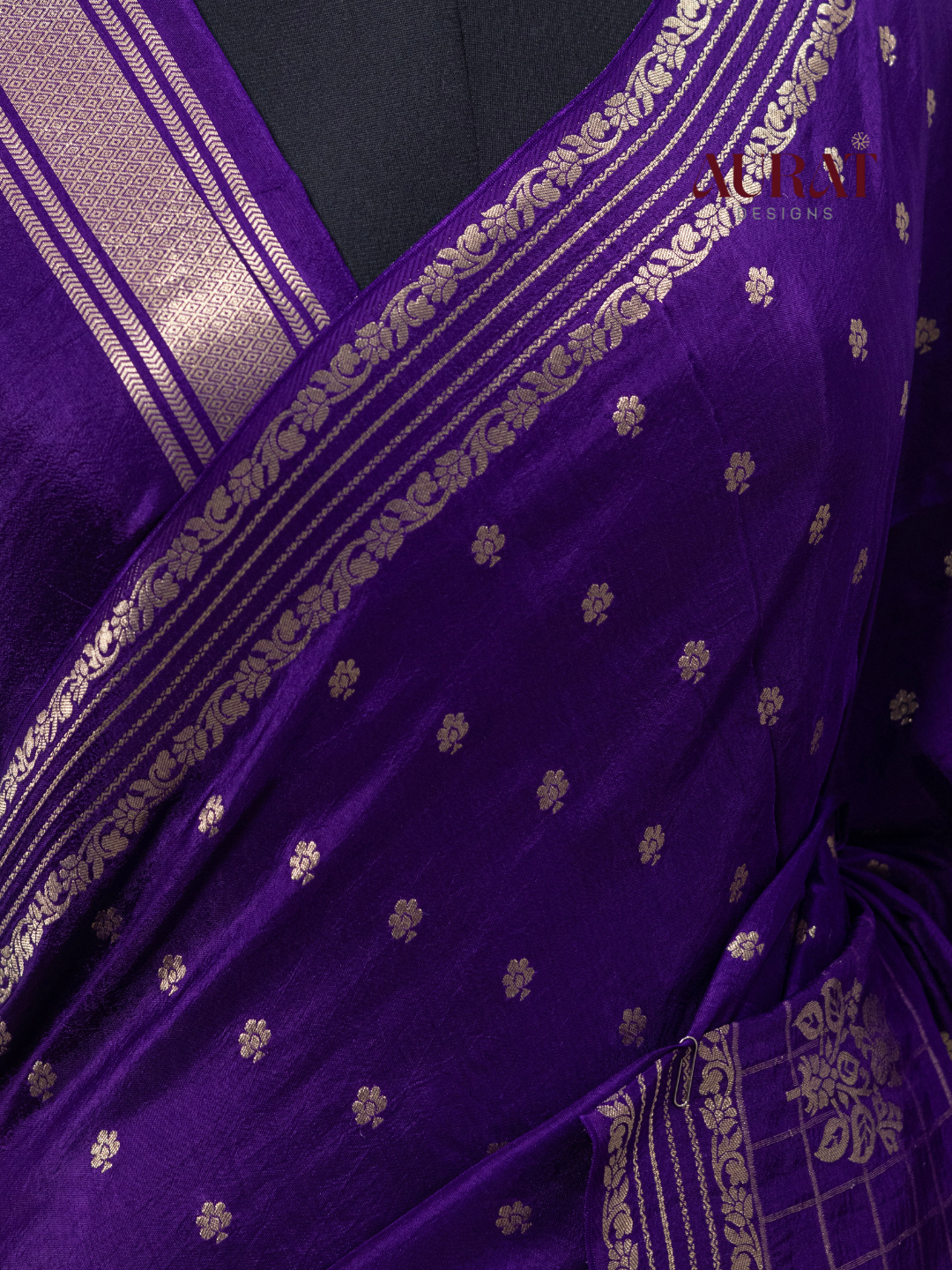 Regal Whisper –Purple Dola Silk Saree with Golden Zari Bhutas