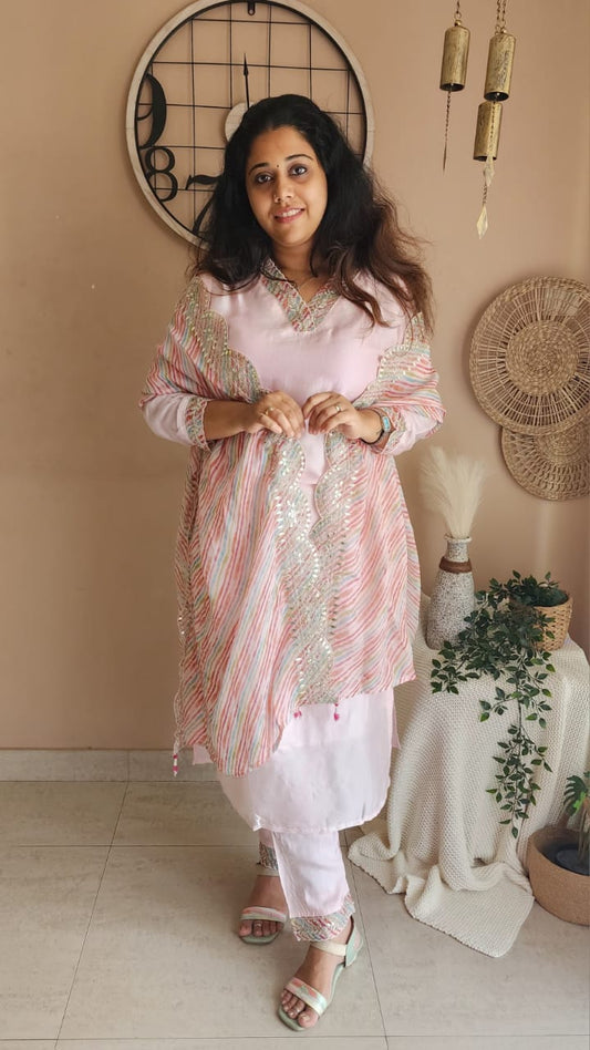 Light pink Semi silk salwar suit