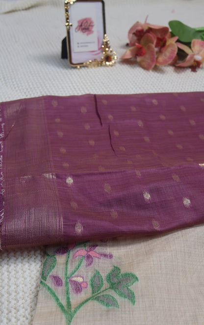 Lavender Whisper – Muga Cotton Silk Saree